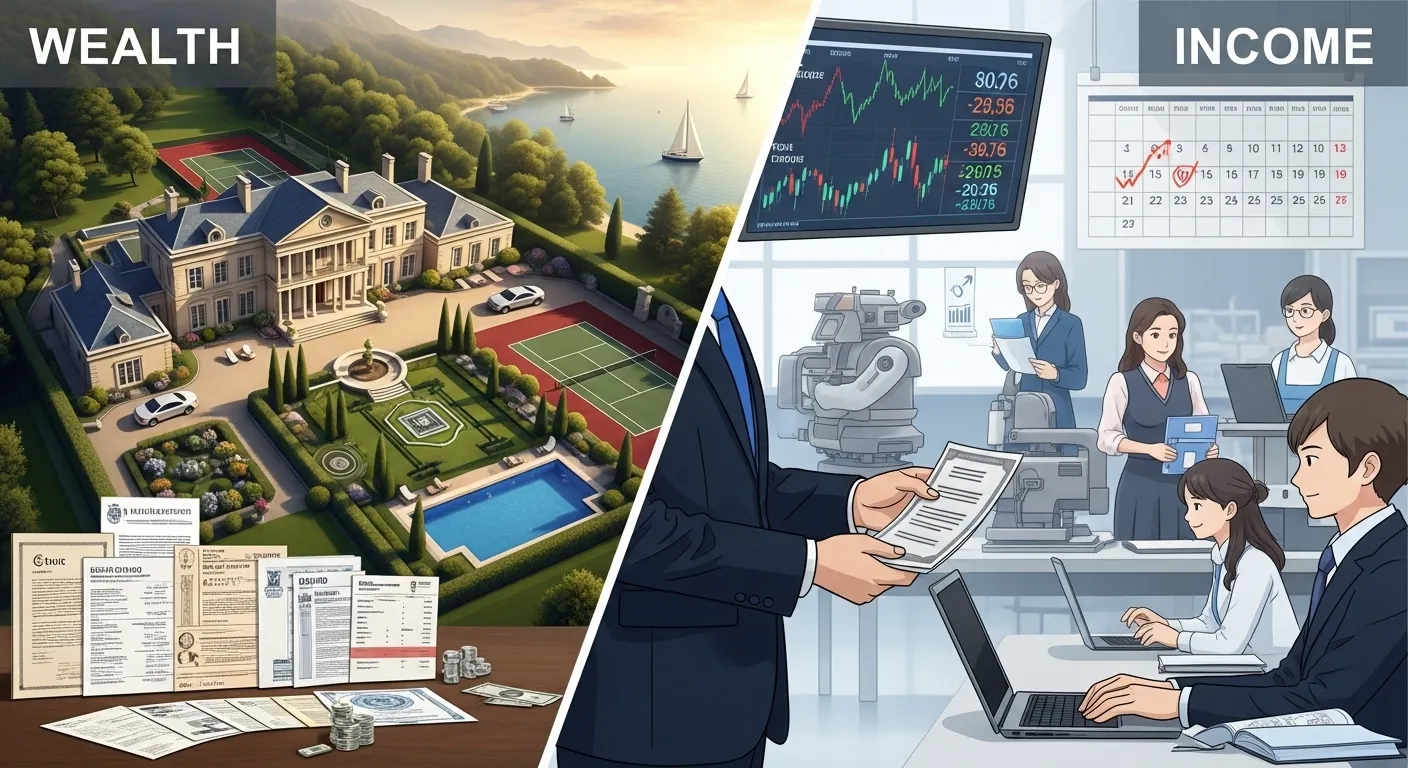 difference between wealth and income