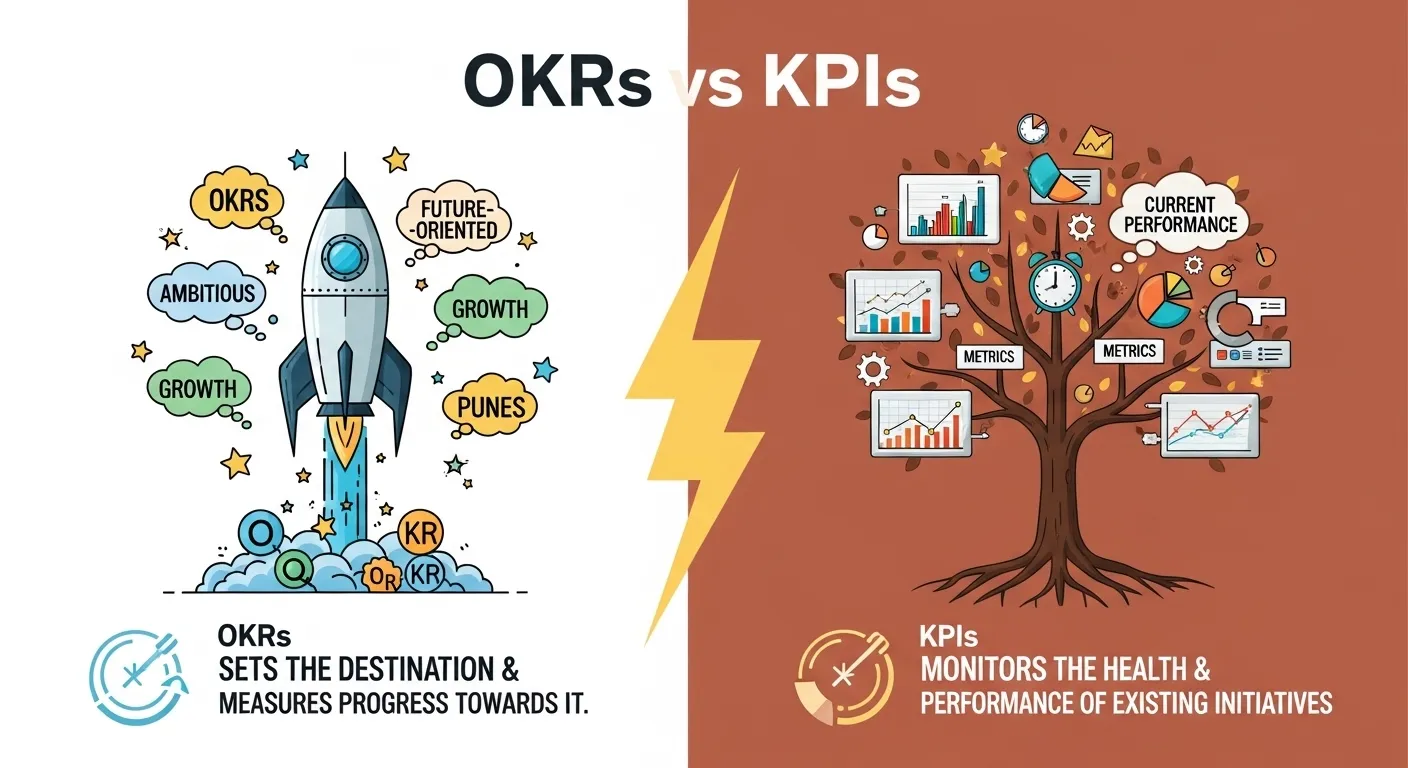 difference between okrs and kpis